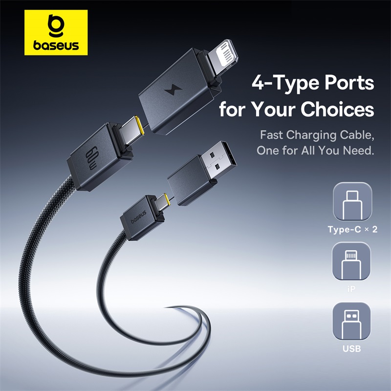 Baseus Versatile Two for Two Fast Charging Cable UC to CL 60W 1m 2