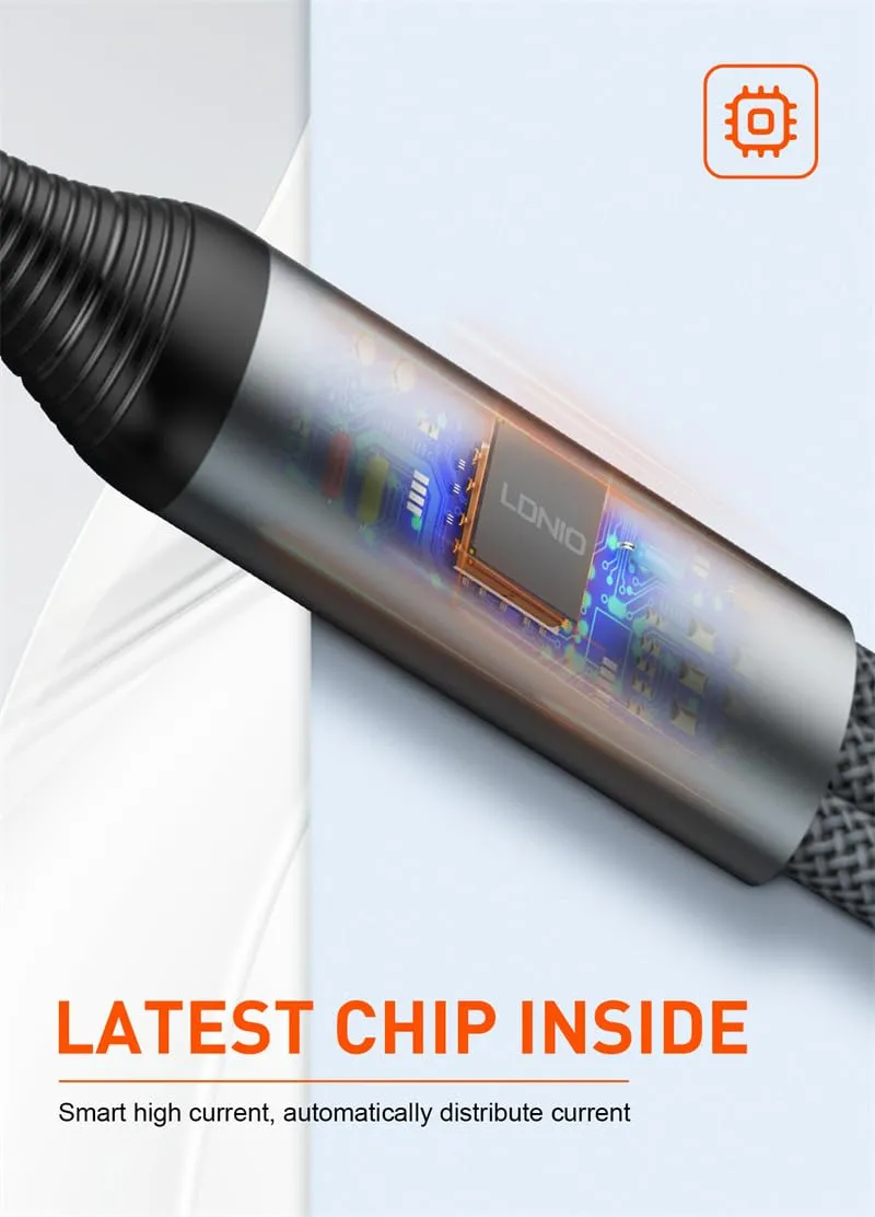 LDNIO LC94C 100W 3in1 Type C to LightningType CMicro USB Fast Charging Cable 1 2