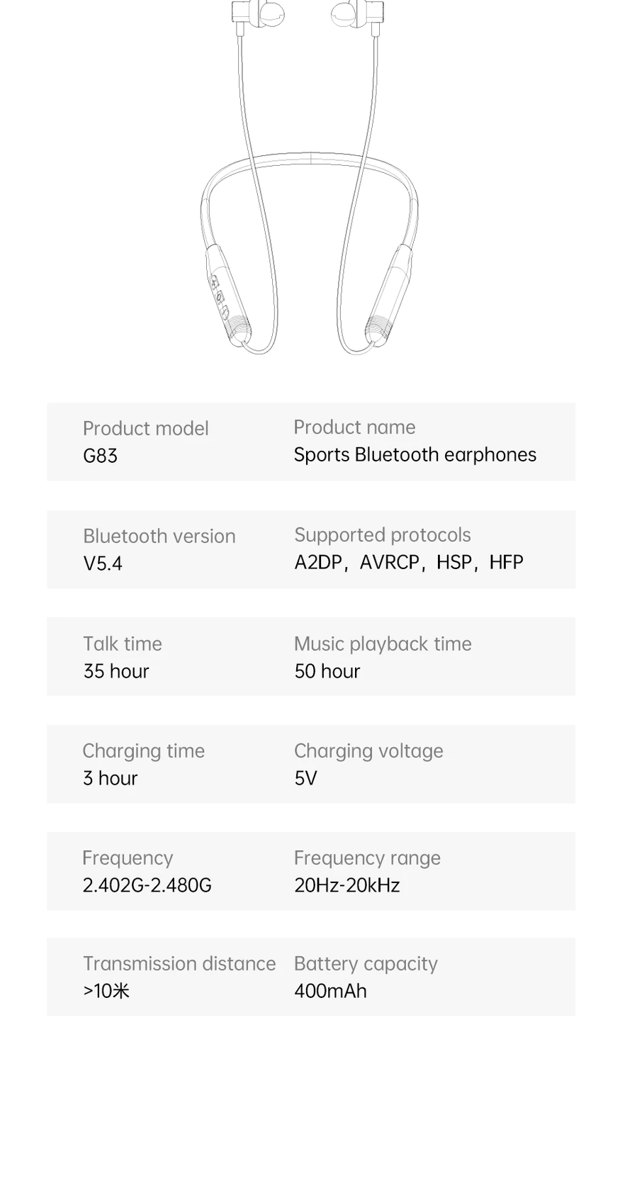 Awei G83BL Sports Neckband Earphone 1