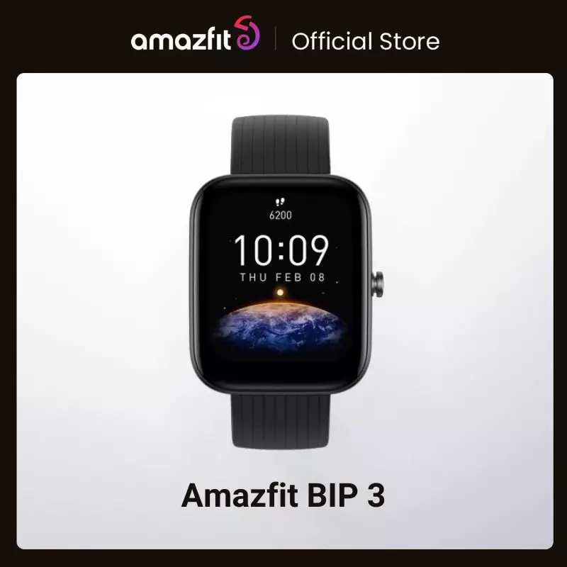 Amazfit BIP 3 Smartwatch Global Version - Black & Pink
