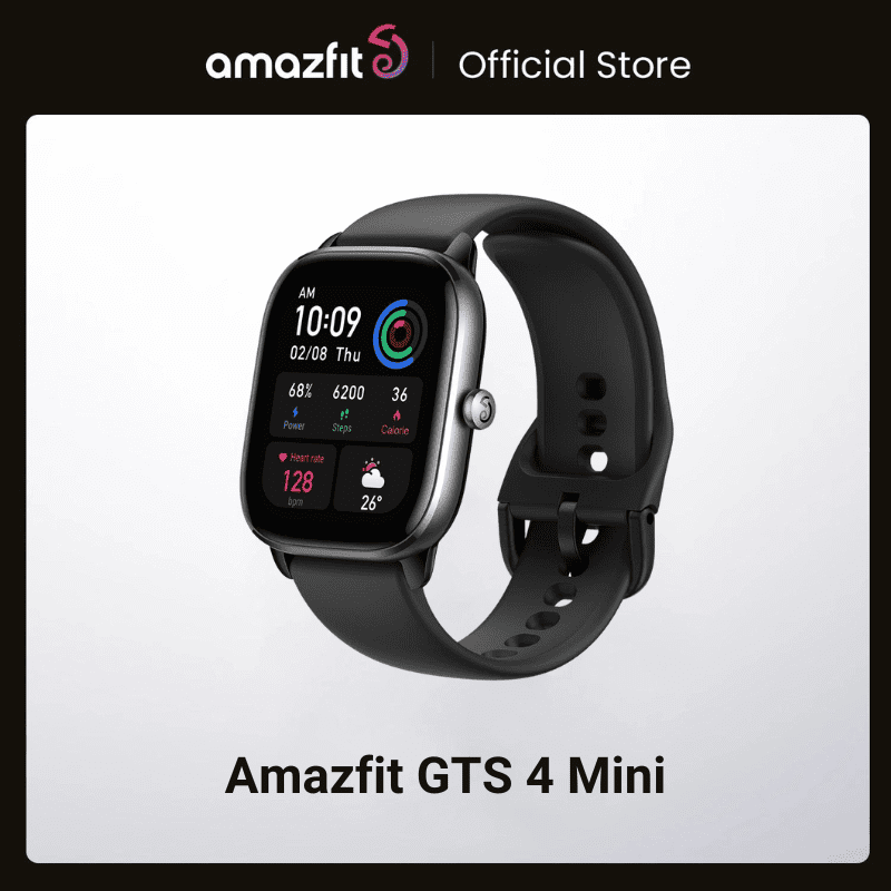 Amazfit GTS 4 Mini Ultra-slim smartwatch - Black & Pink (1 Year Brand Warranty)