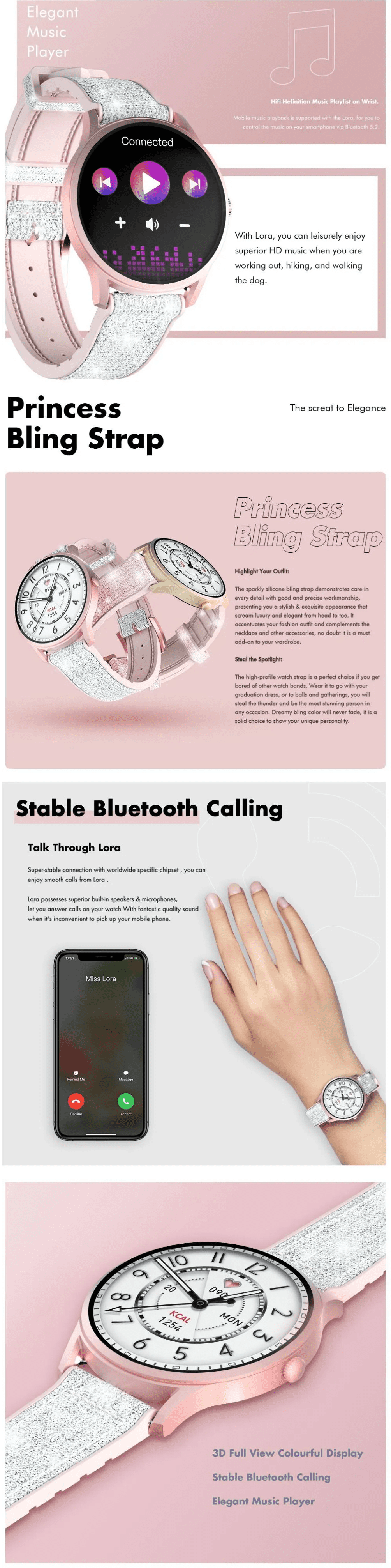 Kieslect Lora Lady Calling Smart Watch specs penguin.com .bd