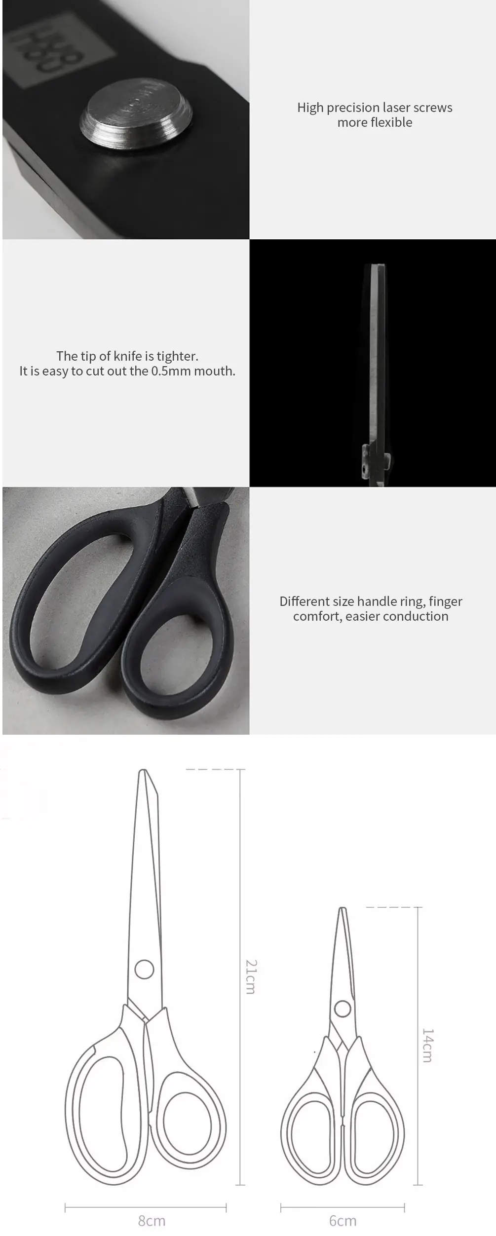 Xiaomi Huohou Titanium plated 2Pc Non slip Black Sharp Scissors Sets 1