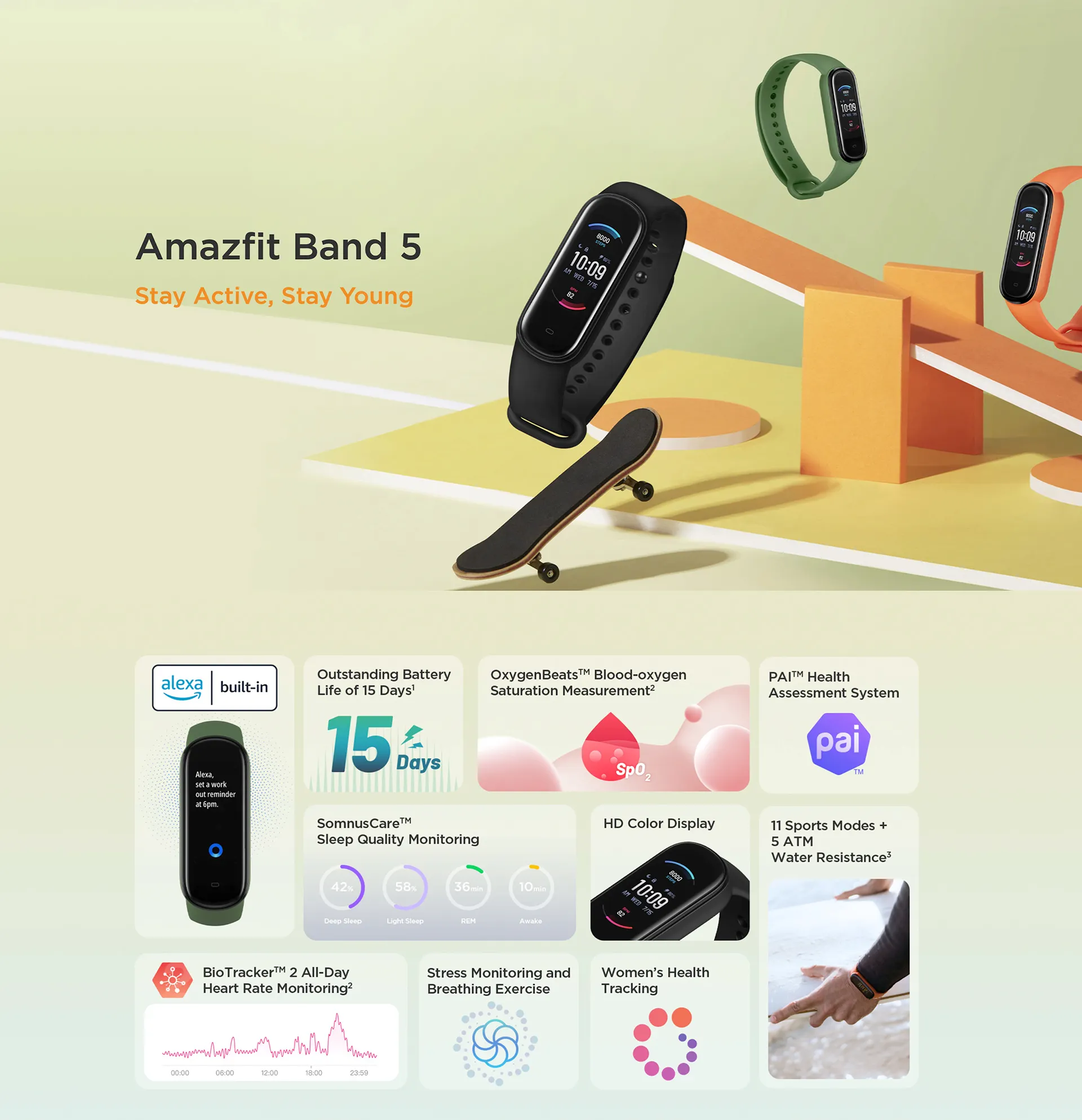 Amazfit Band 5 Smart fitness tracker with spO2
