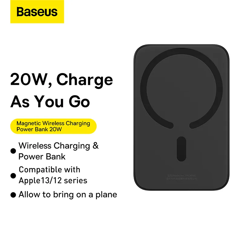 Baseus Power bank PPCX020001 6000mAh Magnetic Wireless Charging 20W With 50cm Type c to Type c Cable Black 15