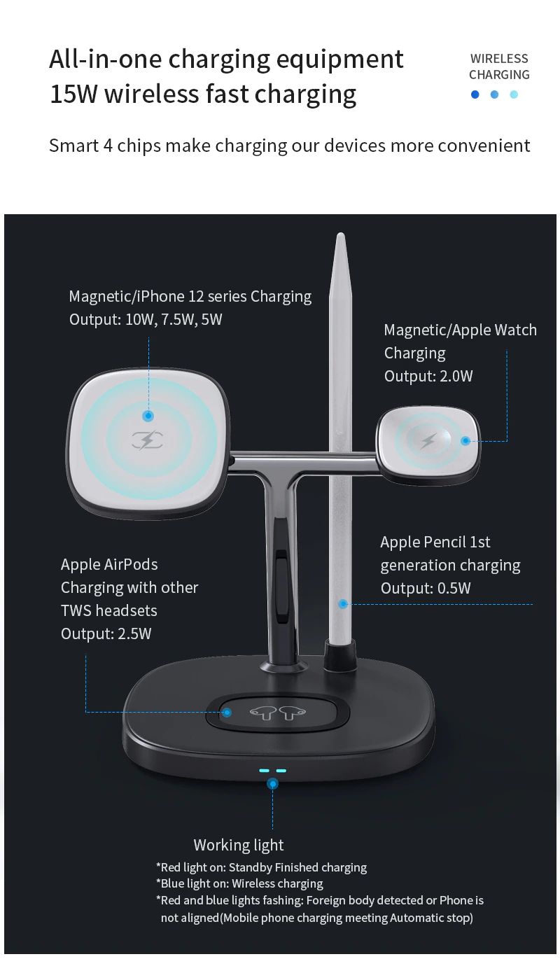 wiwu power air 4 in 1 qi magnetic 15w wireless charger 5