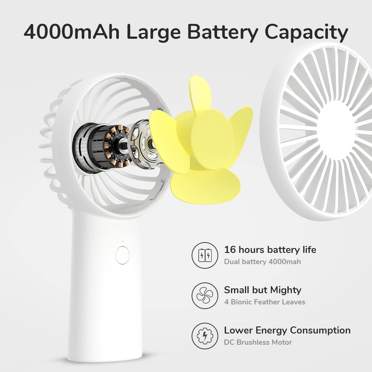 JISULIFE FA20X 4000mAh Portable Rechargeable Mini Handheld Fan1