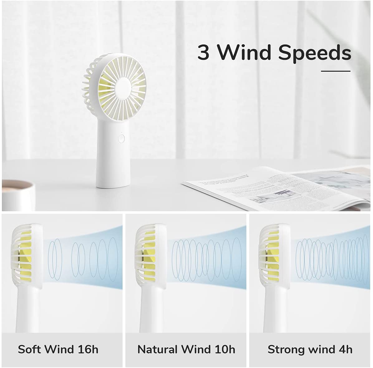 JISULIFE FA20X 4000mAh Portable Rechargeable Mini Handheld Fan3