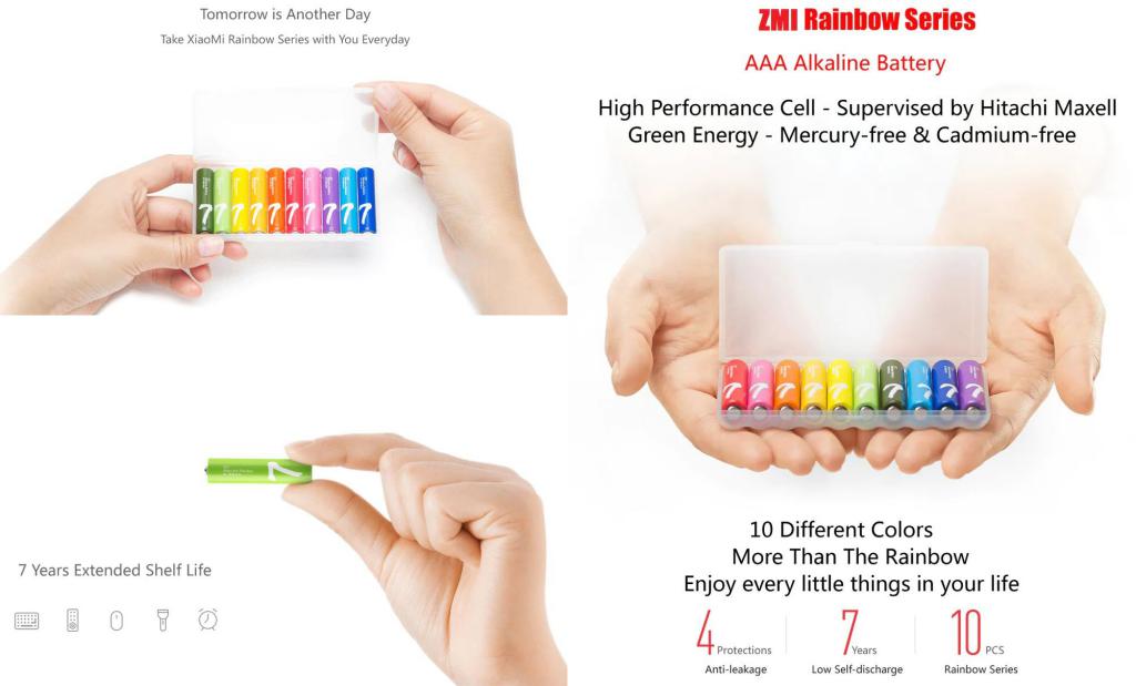 xiaomi zmi rainbow aaa alkaline battery set 10 pcs 1 1