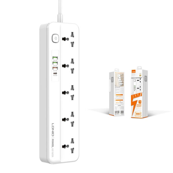LDNIO SC5415 20W PD QC Socket EU/UK/US Plug 5 Universal Outlets With 4 USB Extension Socket PD 20W Fast Charging Power Strips