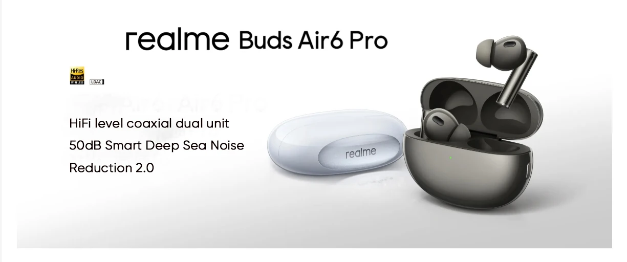 Realme Buds Air 6 Pro Earbuds 50dB ANC LDAC HiRes 3D Audio Sound 9