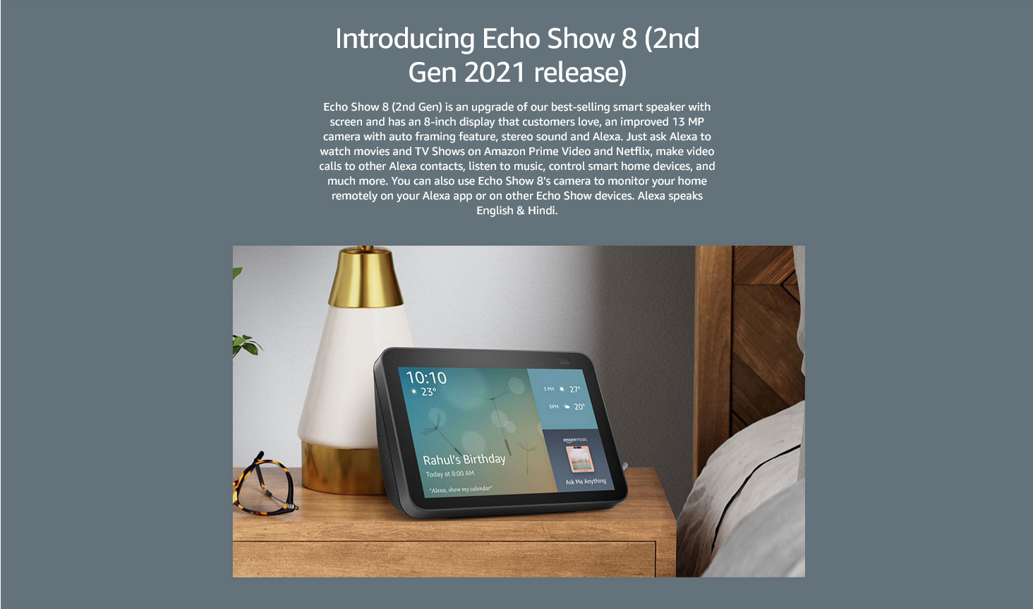 Screenshot 2024 05 23 at 09 29 02 Amazon Echo Show 8 2nd Gen Smart Speaker with HD screen stereo sound hands free entertainment with