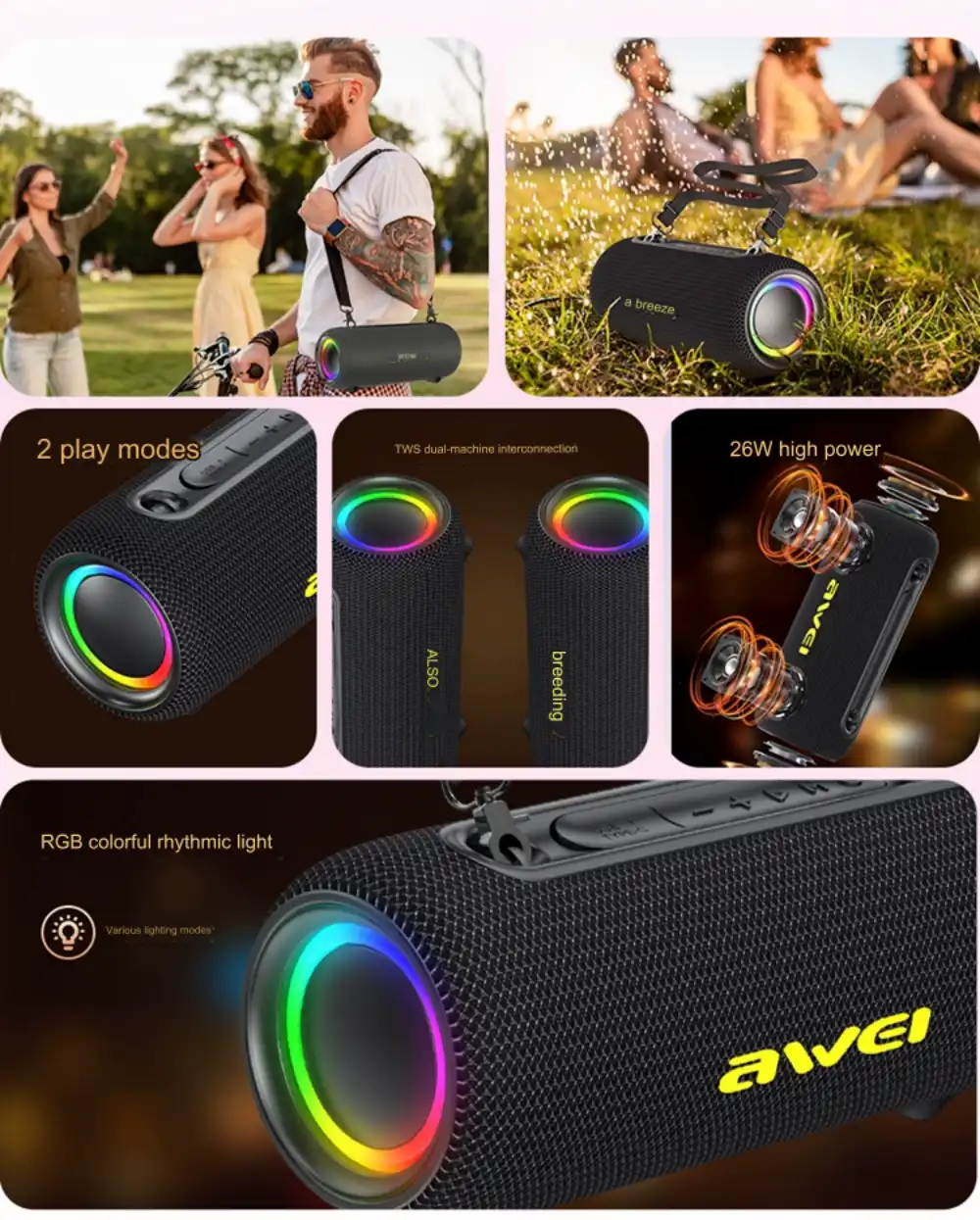 Awei KA33 Outdoor Waterproof Bluetooth Speaker 1