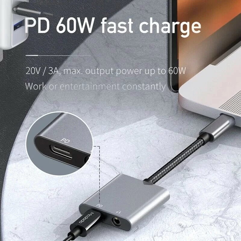 Mcdodo 60W PD Fast Charge USB C to 3.5mm Type C Digital Audio Adapter3