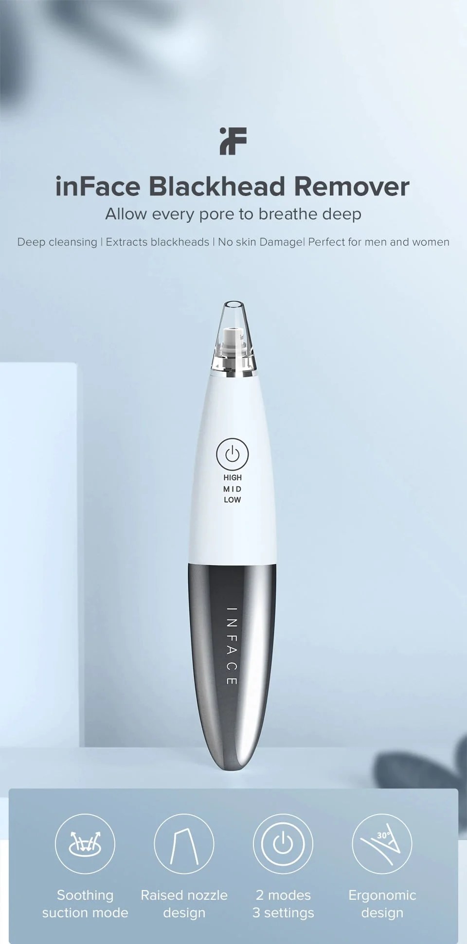 Xiaomi Inface Electric Blackhead Removal MS7000 White Silver banner