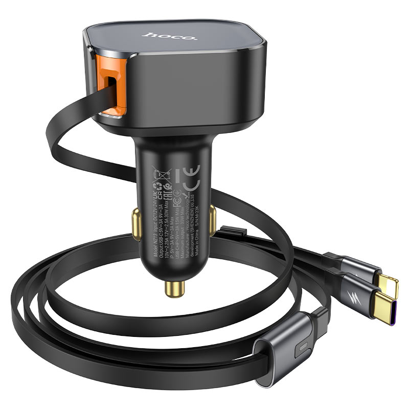 hoco nz13 clever pd30w car charger tc ltn cable 2in1 1