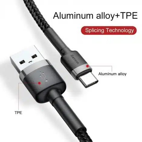 Baseus Cafule Series RAPID CHARGE 3A Data Cable USB to Type C 2M 1