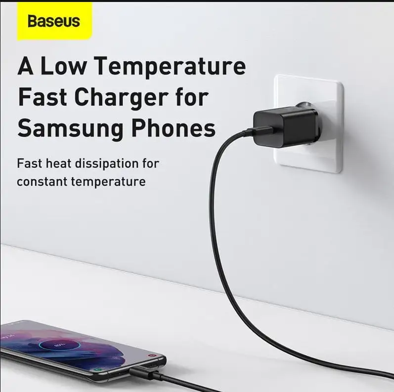 Baseus Super Si Quick Charger 1C 25W EU Sets Black With Type C to Type C Cable 3A 1m Black TZCCSUP L01 s