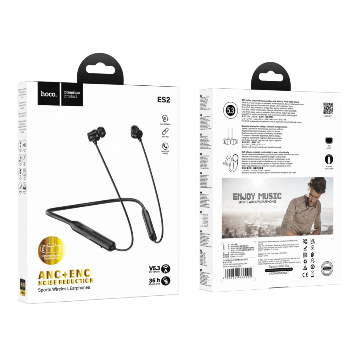 Hoco ES2 Fly ANC+ENC Noise Reduction Sports Bluetooth Earphones - Image 5