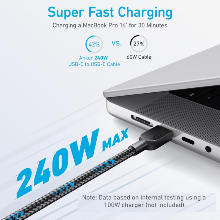 Anker 240W Type C to Type C Phone Laptop Charging Cable A81c6 A81C6 1