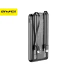 Awei P76K 10000mAh 22.5W Digital Display Dual Cable Powerbank - Image 2