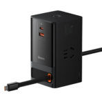 Baseus PowerCombo Digital Power Strip 3AC + USB + Type C+ Retractable-C 65W With 1.5m Power Cord PSLR000001 / CCGAN65-S3ACC