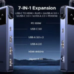 UGREEN Uno 7-in-1 USB C HUB | Type-C to 4K60Hz 2K120Hz HDMI 1000Mbps RJ45 PD100W USB3.0 Splitter for Laptop Accrssories MacBook Docking - Image 2