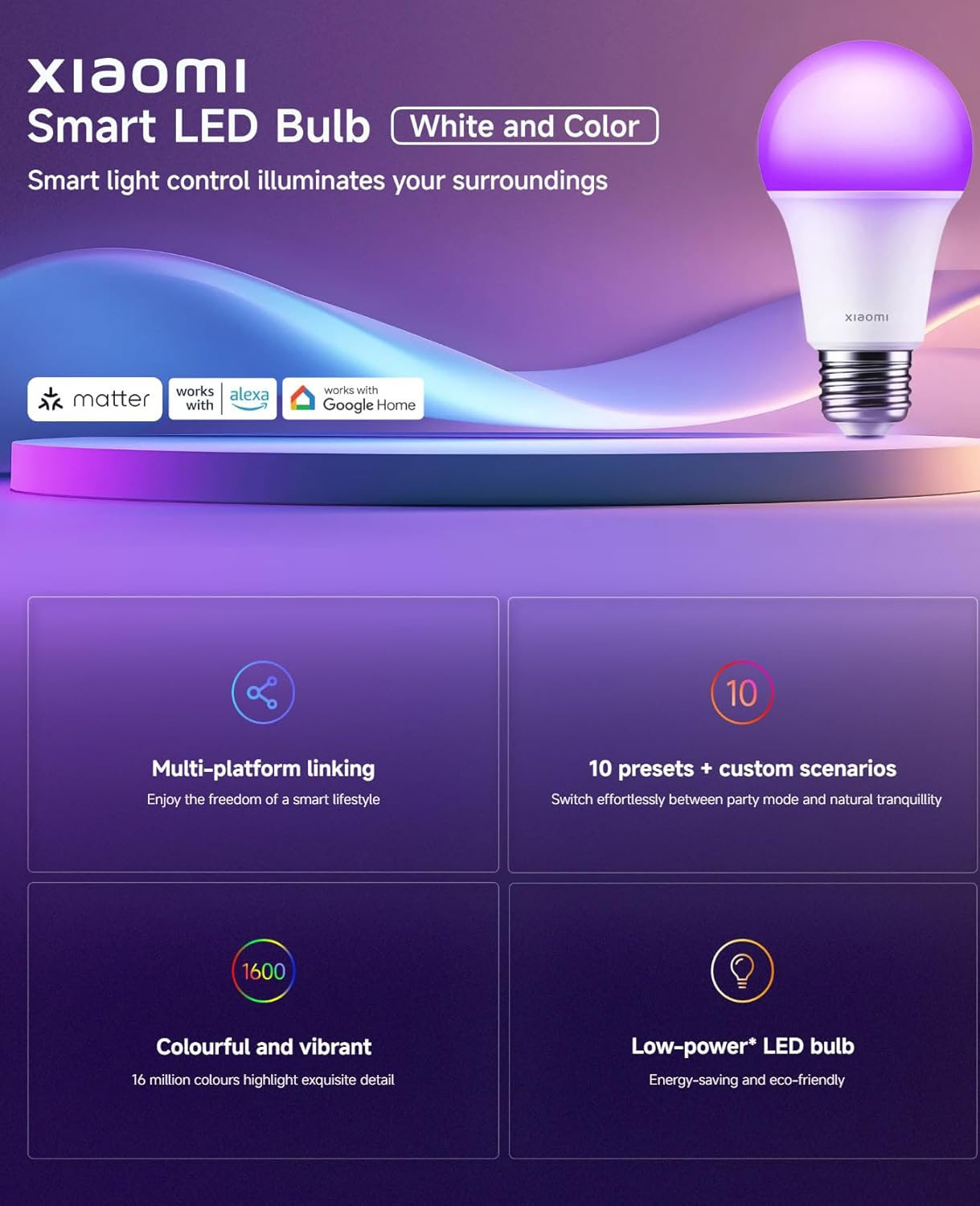 Xiaomi Smart LED Bulb White and Color Model 9290041709 4