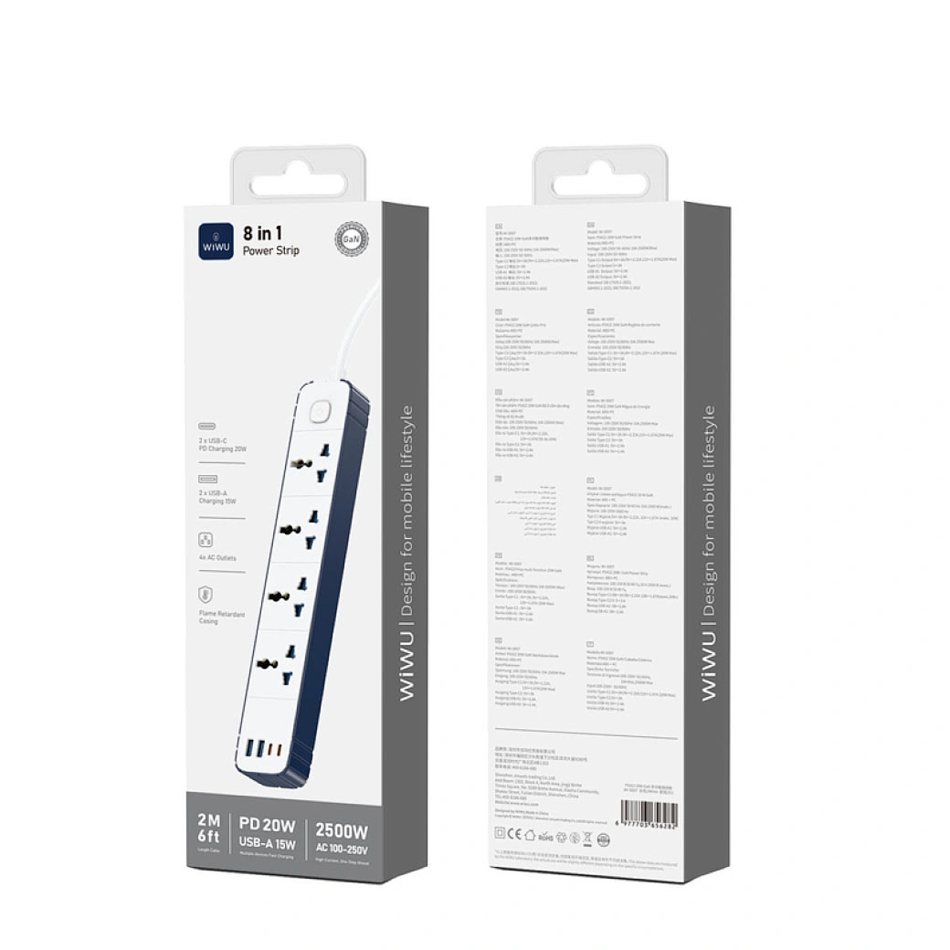 WiWU Wi-S007 PS422 20W GaN 8 in 1 Compact Charging Power Strip