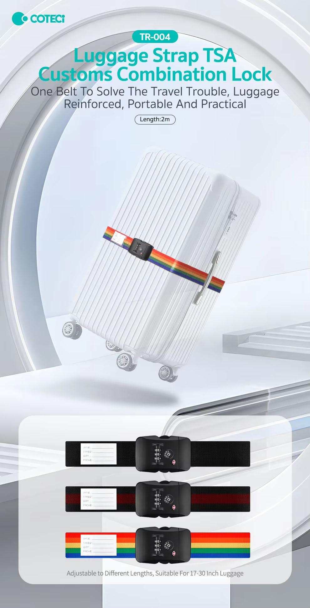 COTECi TR 004 Luggage Strap TSA Approved Suitcase Strap with Lock 1