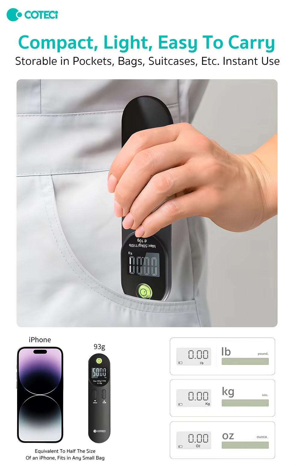 COTECi TR 044 Digital Luggage Scale 50kg 2