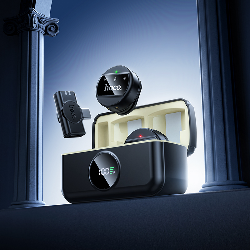 Hoco L22 Bright 2 in 1 wireless microphone with case iPType C 4