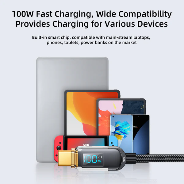 JOYROOM S CC100A4 100W Digital Display Type C to Type C Charging Cable 2