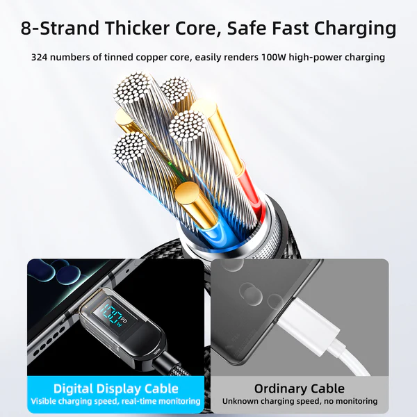 JOYROOM S CC100A4 100W Digital Display Type C to Type C Charging Cable 4
