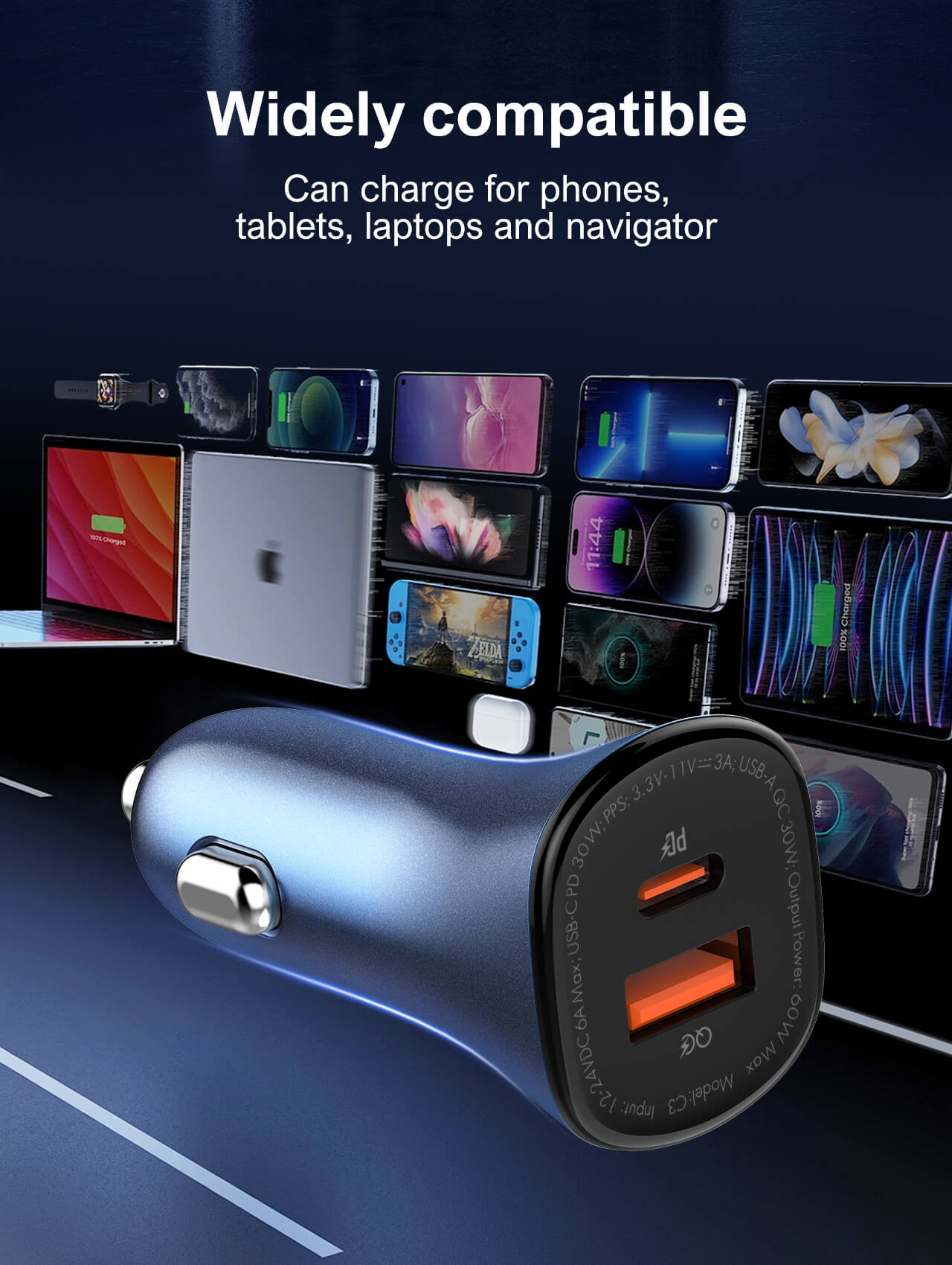 Ldnio C3 PDQC 60W Super Fast Car Charger 2
