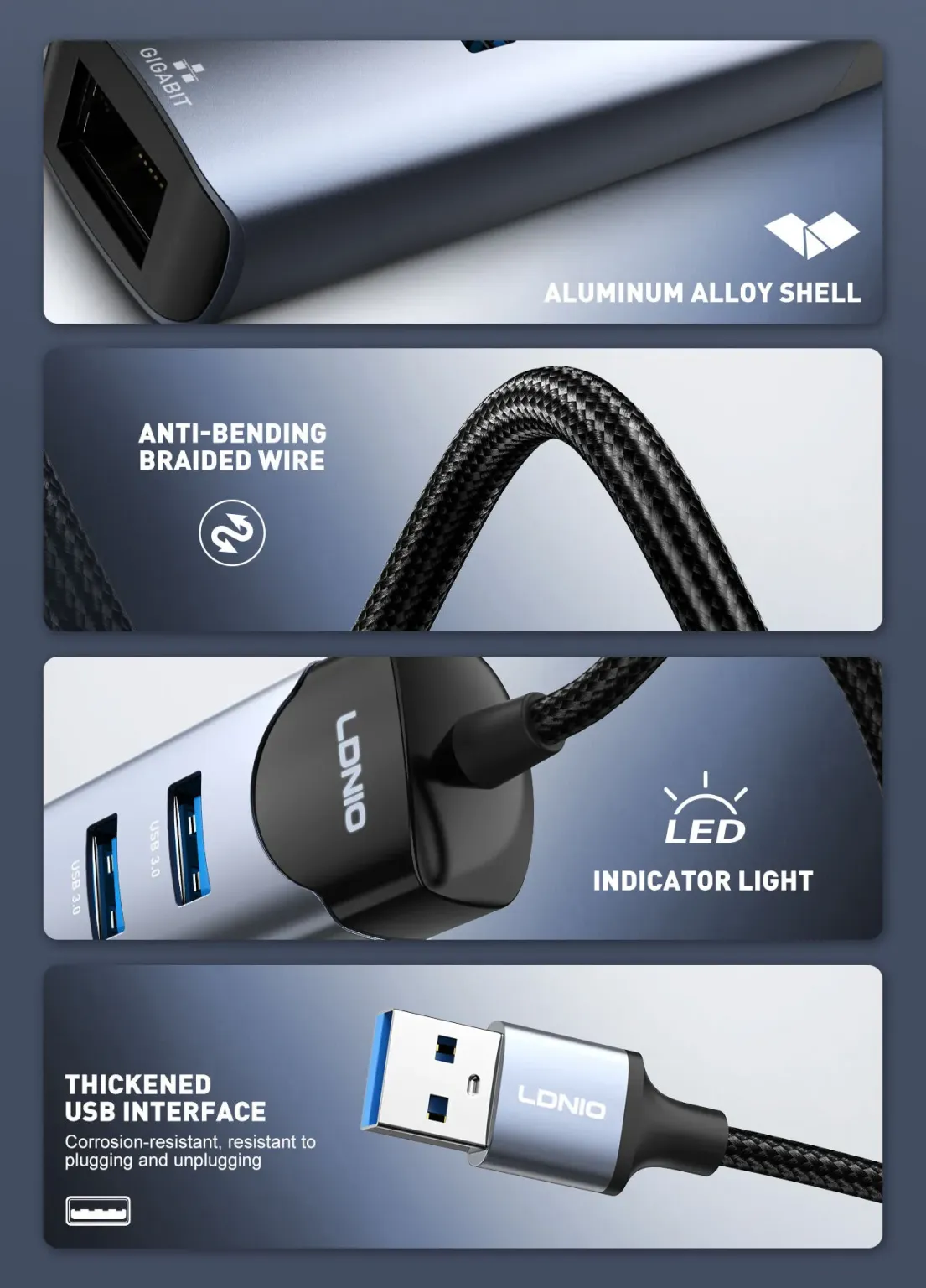 Ldnio DS 144U 4 in 1 USB Hub Adapter 1
