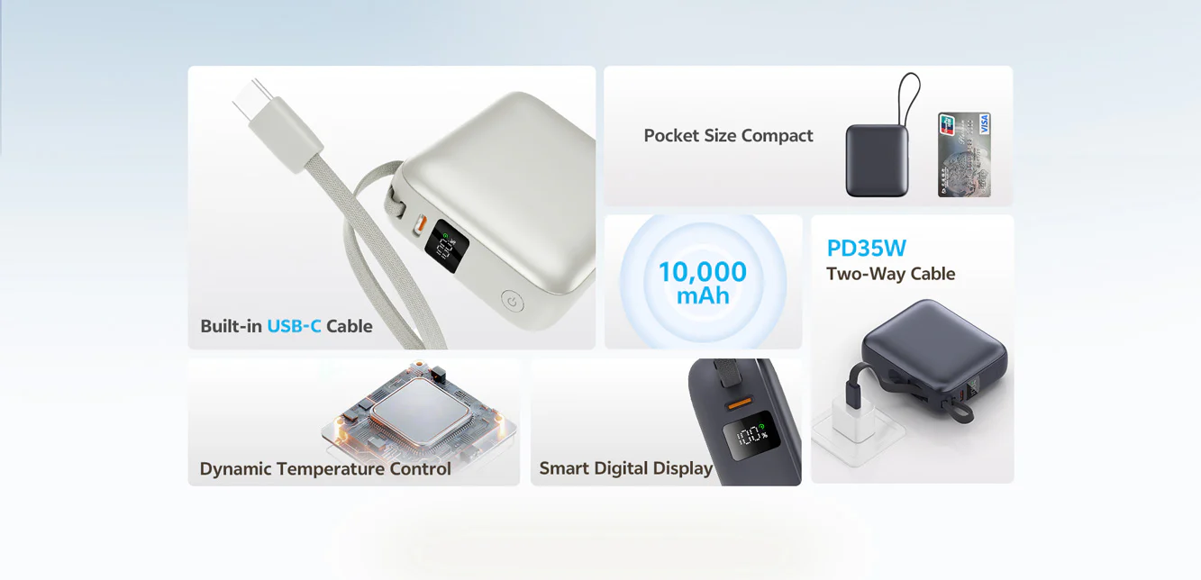 QCY PB10C 10000mAh 35W PD Fast Charging Mini Power Bank 4