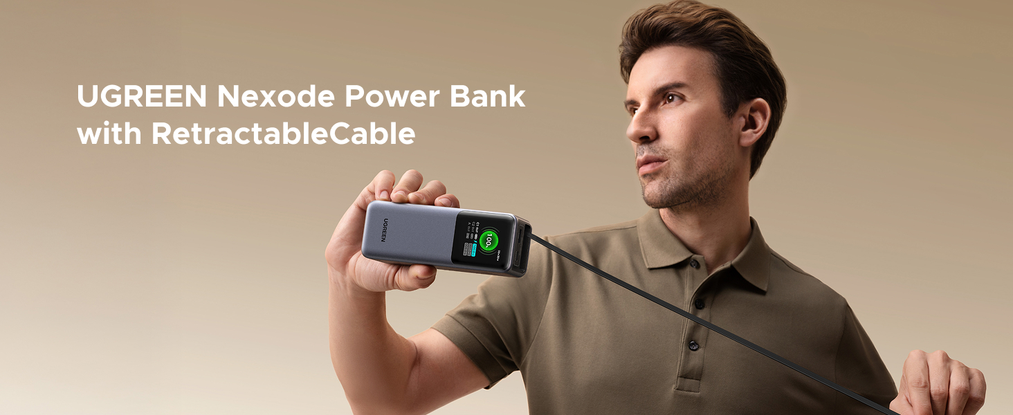 UGREEN PB726 55988 Nexode Power Bank 20000mAh 165W with Retractable USB C Cable