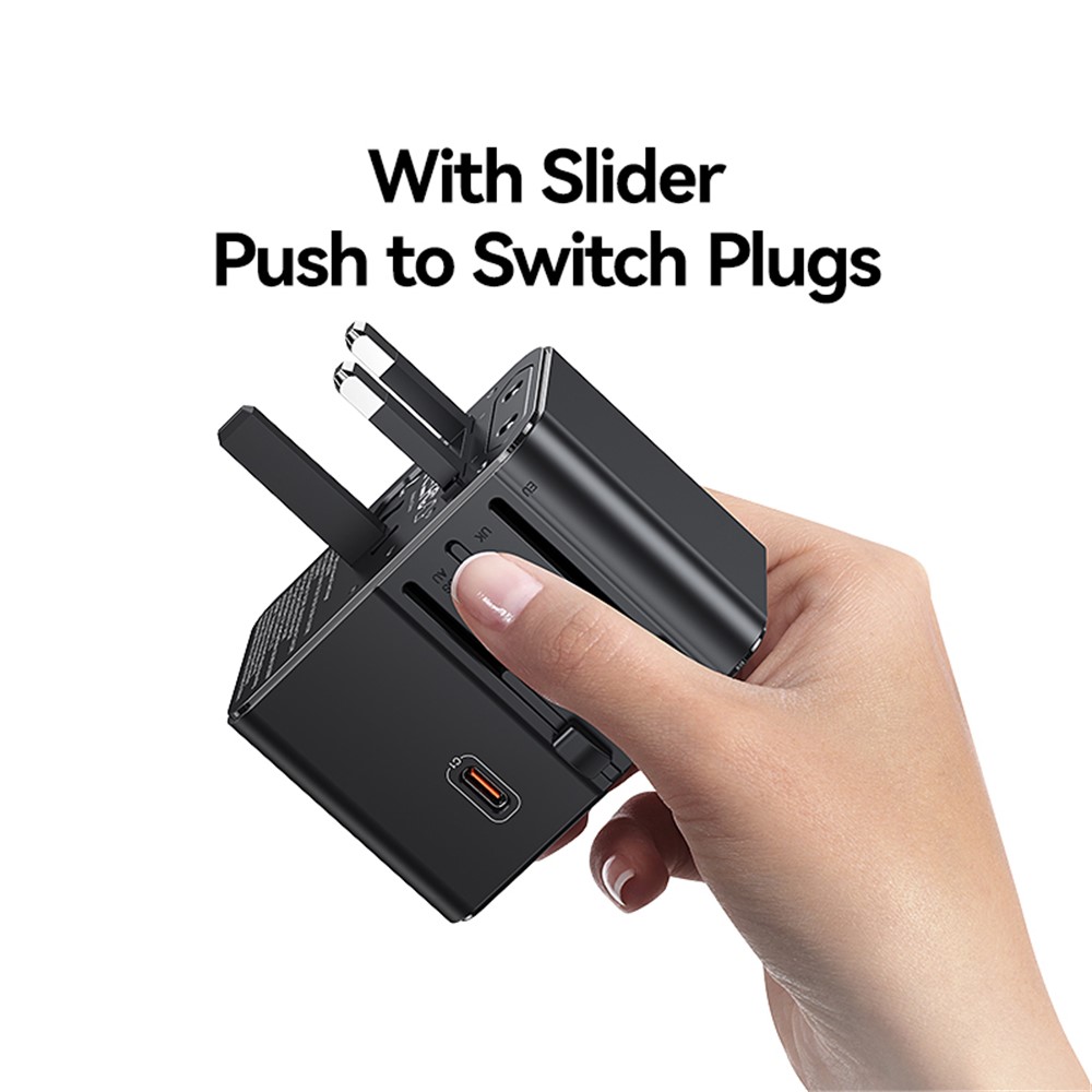 USAMS CC310 70W Three Type C and Dual USB A Ports Universal Travel Adapter 2