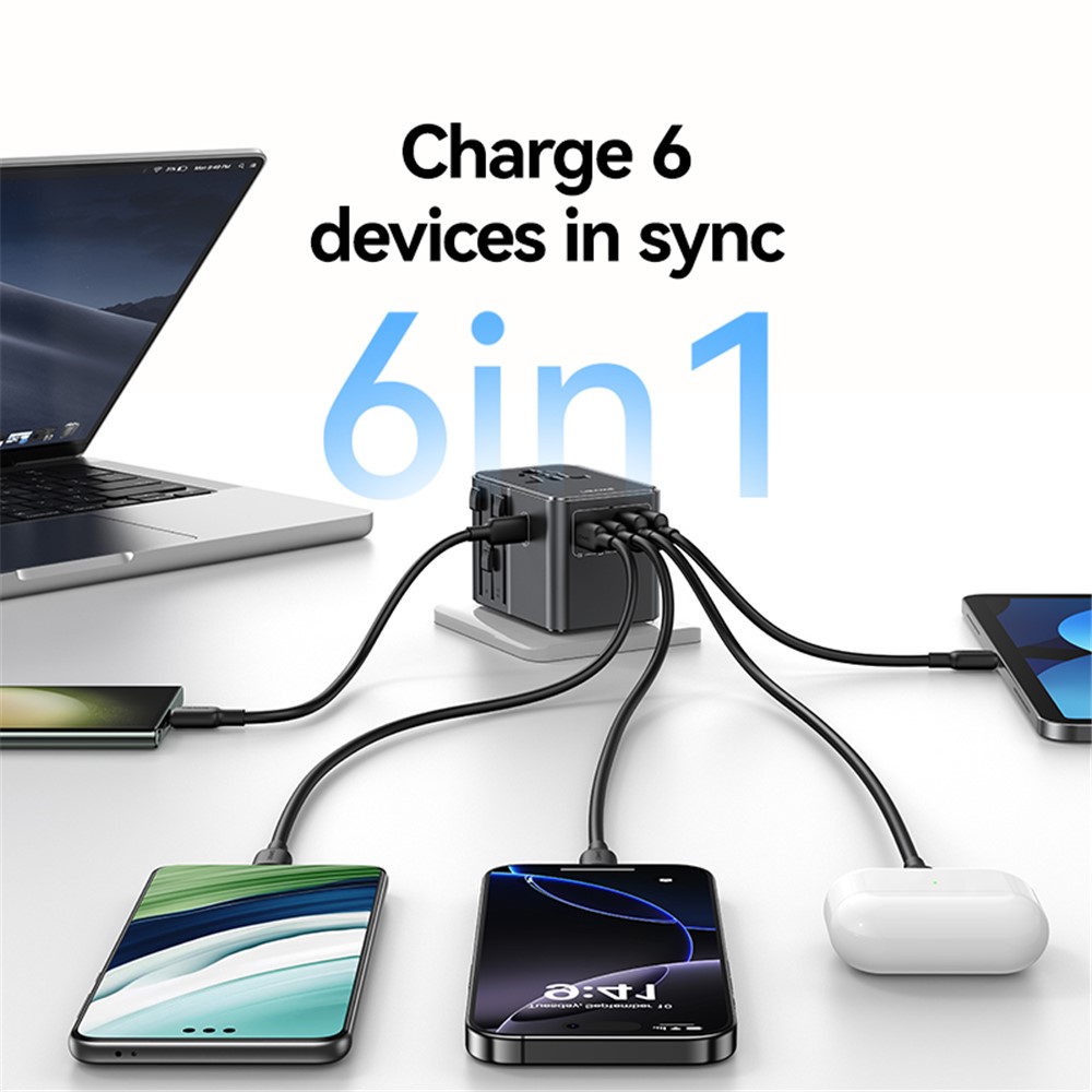 USAMS CC310 70W Three Type C and Dual USB A Ports Universal Travel Adapter 3