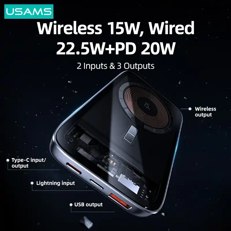 USAMS CD184 PD 20W Magnet Wireless Power Bank 4