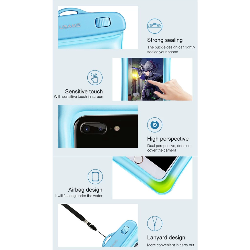 USAMS US YD007 Mobile Phone Waterproof Bag 6 inchUSAMS US YD007 Mobile Phone Waterproof Bag 6 inch 3