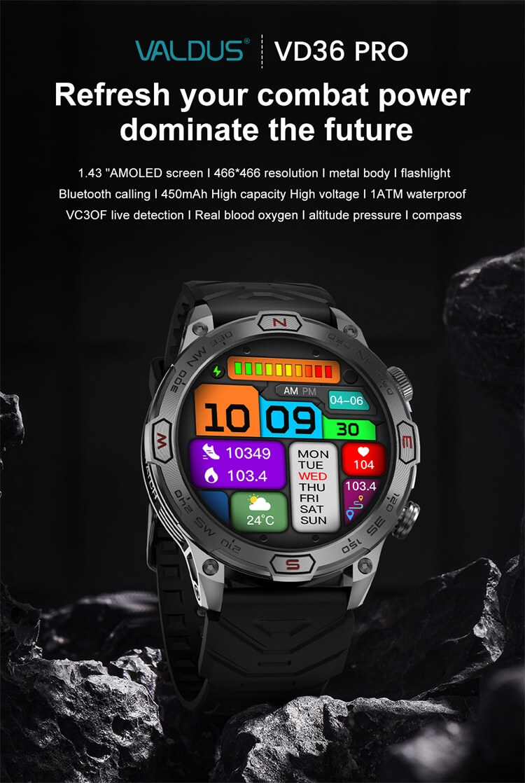 Valdus VD36 Pro Amoled Rugged Smart Watch