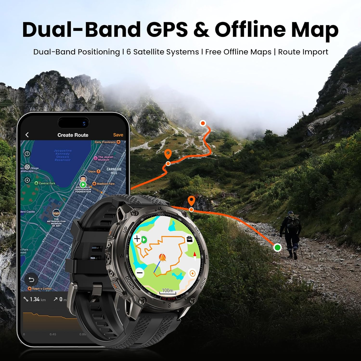 KOSPET TANK T4 Rugged GPS Smartwatch 6