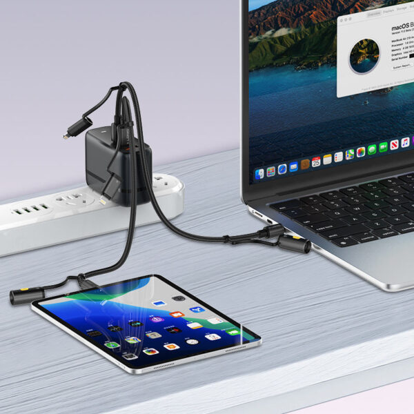 LDNIO LC19 65W 3 in 1 Super Fast Charging Data Cable With Portable LED Lighting 2