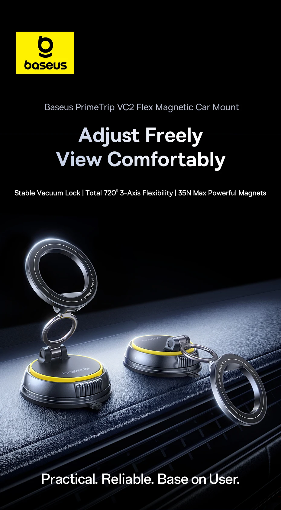 Baseus PrimeTrip VC2 Flex Magnetic Car Mount Holder 3