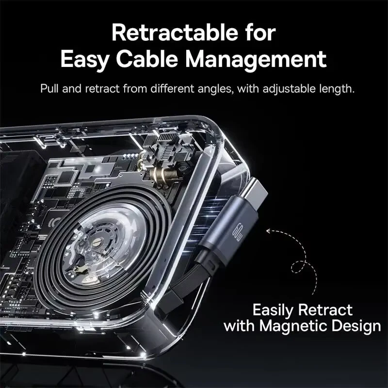 Baseus PrimeTrip VW1 105W 6 Port USB PD Car Charger with Retractable Cable 2