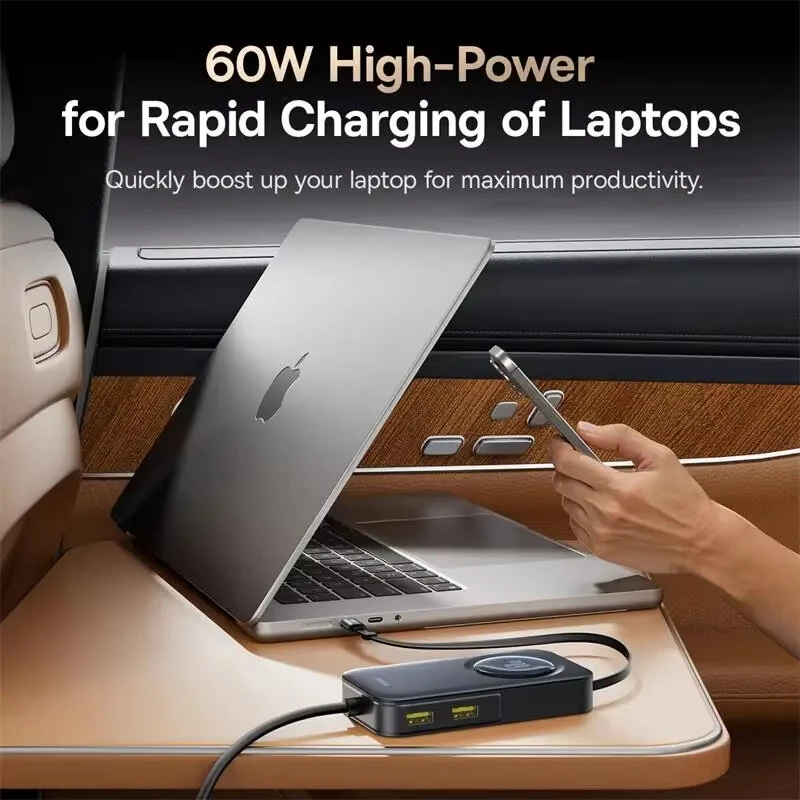 Baseus PrimeTrip VW1 105W 6 Port USB PD Car Charger with Retractable Cable 3