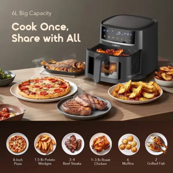 Oraimo Air fryer NutriFry S1 Ultra 1500W 6L App Control Full Touchscreen