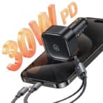 USAMS US-CC219 C41 30W Car Charger With 2IN1 Retractable Cable Type-C+Lightning